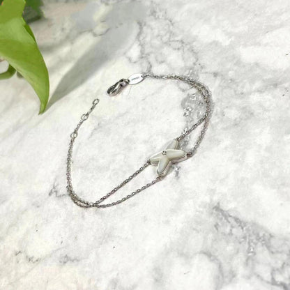 [AURORA]JEUX BRACELET WHITE MOP SILVER 1 DIAMOND