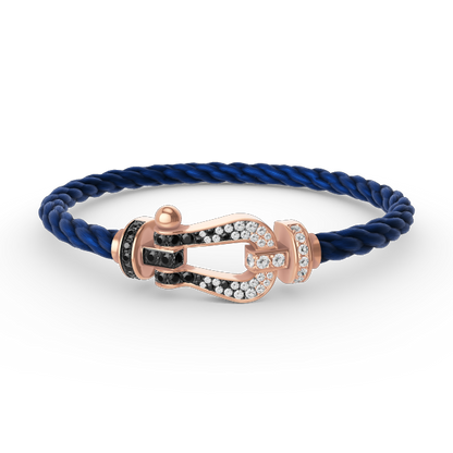 [AURORA]FORCE LARGE HORSESHOE BLACK WHITE DIAMOND BRACELET ROSE GOLD