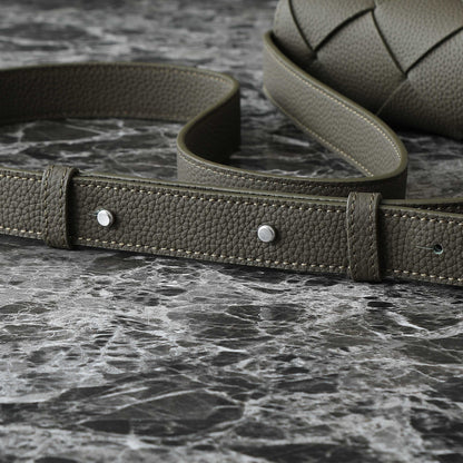 BOTTEGA VENETA 25S DIAGO 22 IN DARK OLIVE CALFSKIN SILVER HARDWARE