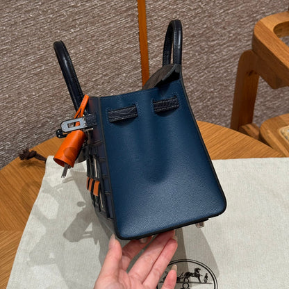 BIRKIN FAUBOURG TOUCH 20 IN NAVY BLUE CALFSKIN WITH SILVER HARDWARE (MADE-TO-ODER)
