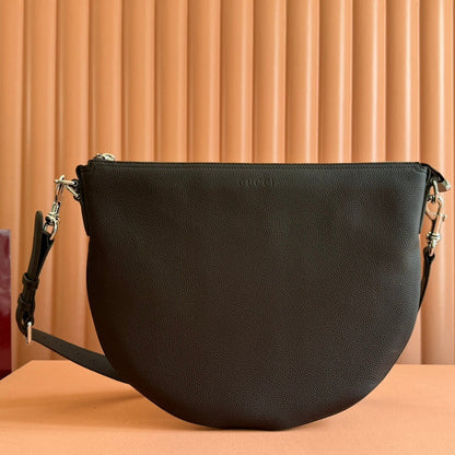 BODY SHOULDER BAG 40 IN DARK BROWN CALFSKIN SILVER HARDWARE