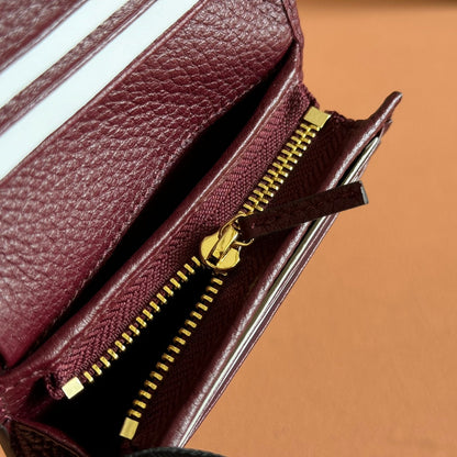 MARMONT BAG 11 IN BEIGE EBONY GG CANVAS DARK RED CALFSKIN