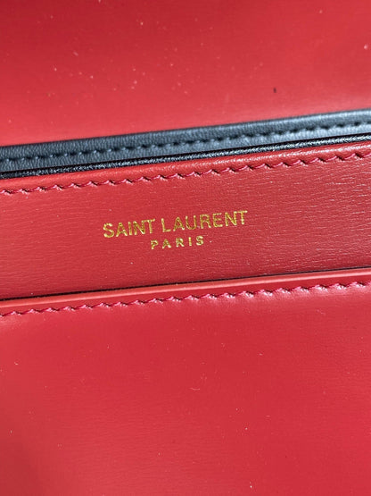 SOLFERINO SMALL SATCHEL 19 IN SCARLET RED CALFSKIN GOLD HARDWARE