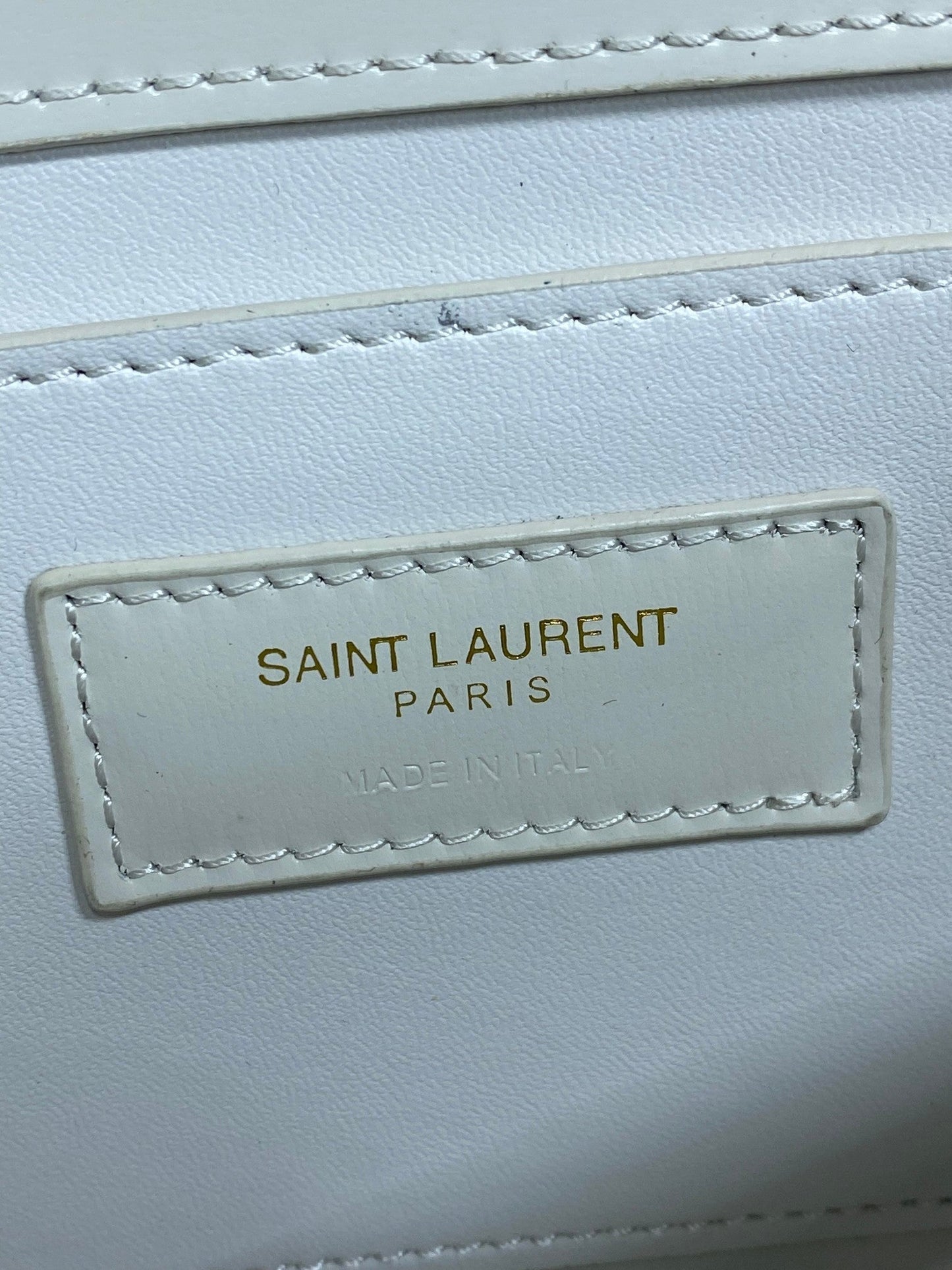 VOLTAIRE IN BOX SHOULDER BAG 21 IN WHITE CALFSKIN GOLD METALLIC