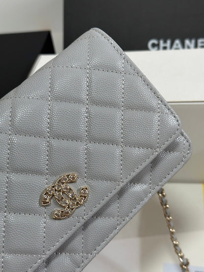 STRASS WOC ENTRUPY BAG 19 IN SPANISH GREY CALFSKIN GOLD HARDWARE