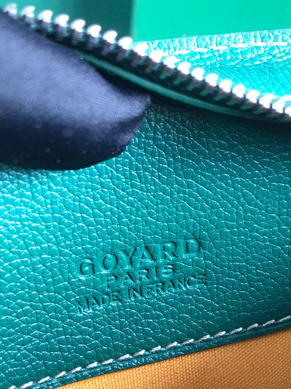 HIRONDELLE BAG 25 IN GREEN LAMBSKIN AND GOYARDINE CANVAS