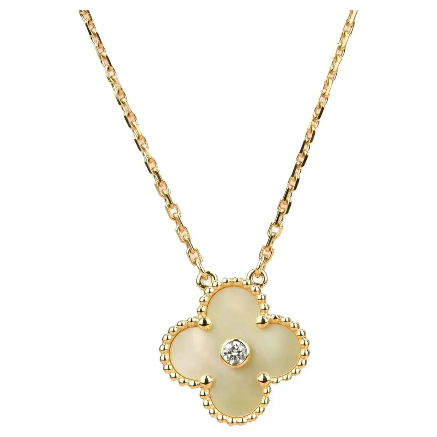 [basloveJW]CLOVER 15MM DIAMANT GOLD PERLMUTT HALSKETTE