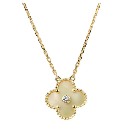 [basloveJW]CLOVER 15MM DIAMANT GOLD PERLMUTT HALSKETTE