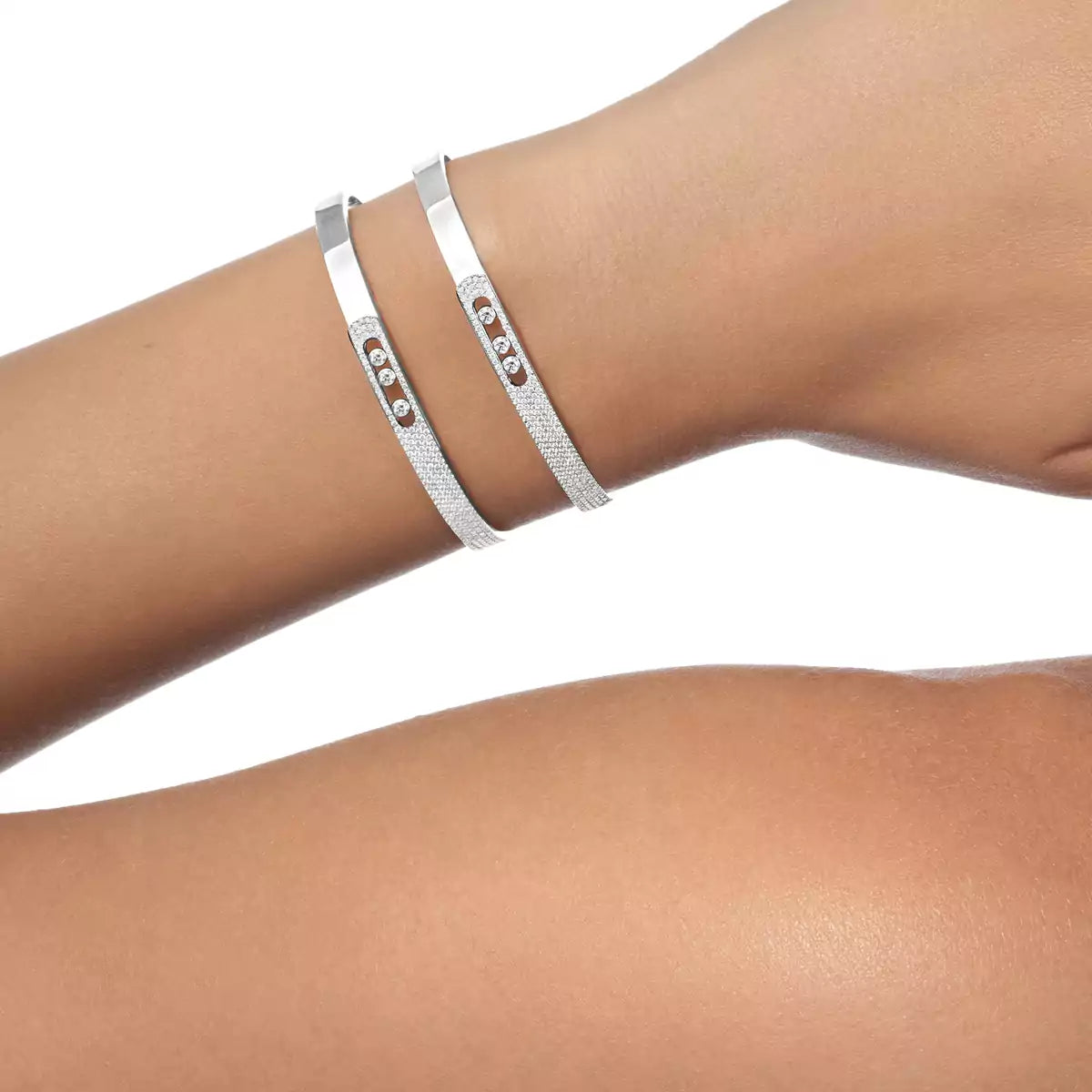 [AURORA]Move Noa Rose Gold Pavé Diamond Bangle Bracelet