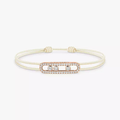[AURORA]Messika Care(s) pink cord pavé bracelet