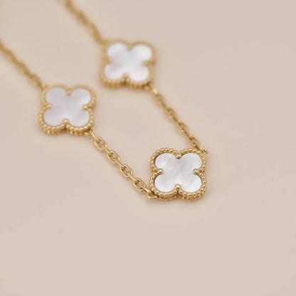 [AURORA]CLOVER WHITE PEARL MOP 5 MOTIF BRACELET COLLECTION