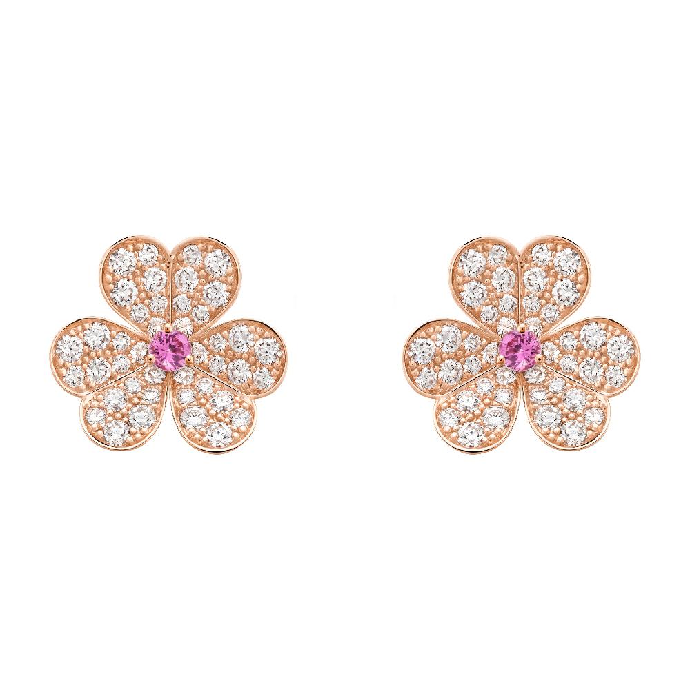 [AURORA]FRIVOLE PINK GOLD FLOWER DIAMOND EARRINGS