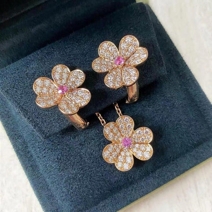 [basloveJW]FRIVOLE ROSÉGOLD-HALSKETTE MIT BLUMEN UND DIAMANTEN