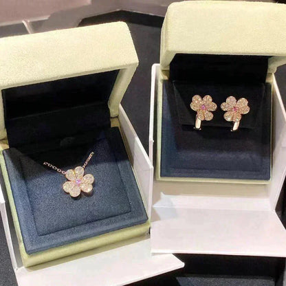 [basloveJW]FRIVOLE ROSÉGOLD-HALSKETTE MIT BLUMEN UND DIAMANTEN