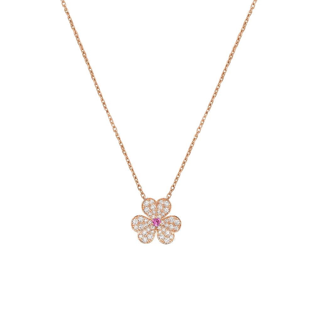 [basloveJW]FRIVOLE ROSÉGOLD-HALSKETTE MIT BLUMEN UND DIAMANTEN