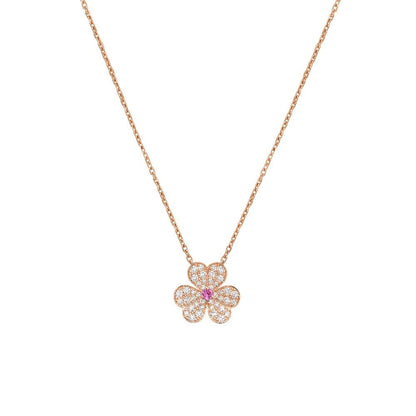 [basloveJW]FRIVOLE ROSÉGOLD-HALSKETTE MIT BLUMEN UND DIAMANTEN