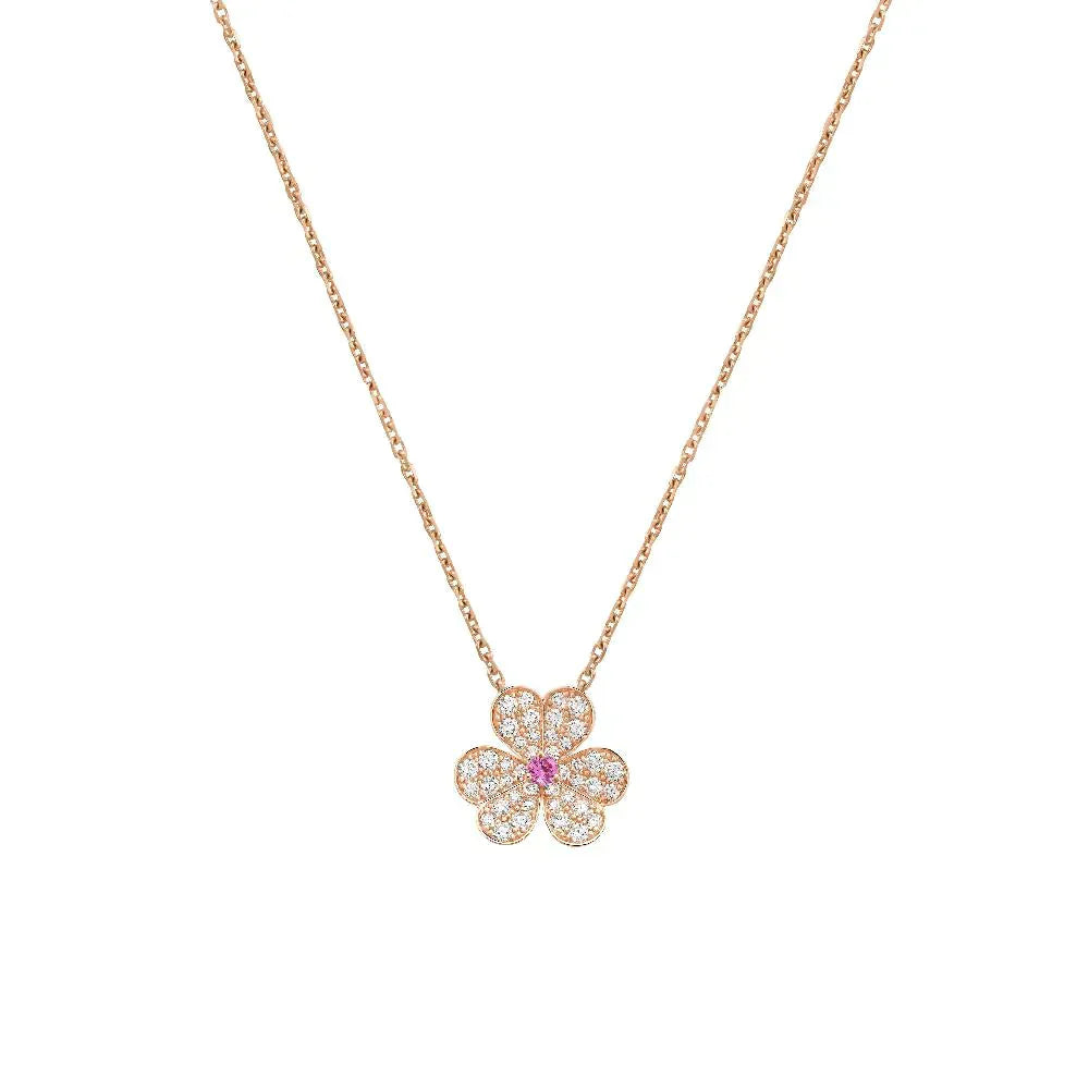 [basloveJW]FRIVOLE ROSÉGOLD-HALSKETTE MIT BLUMEN UND DIAMANTEN