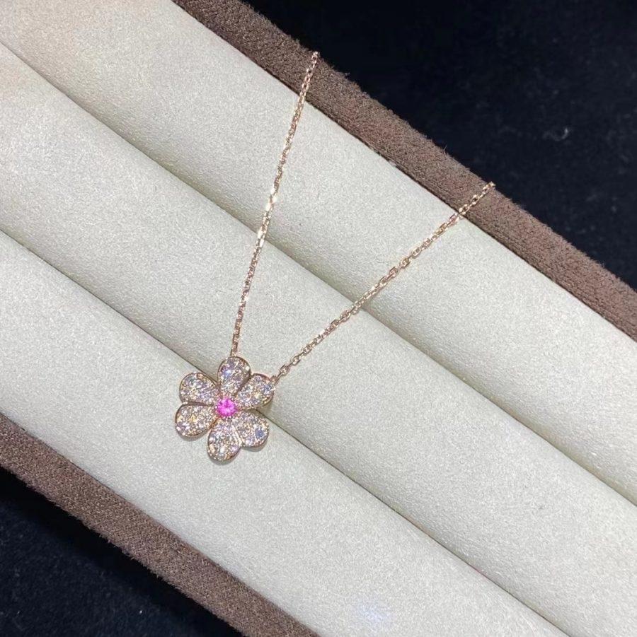 [basloveJW]FRIVOLE ROSÉGOLD-HALSKETTE MIT BLUMEN UND DIAMANTEN