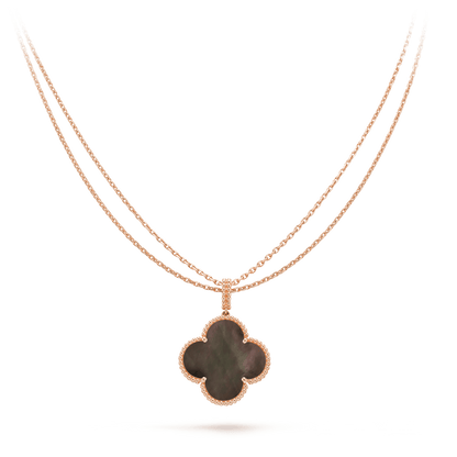[basloveJW]CLOVER 25MM GOLD DARK MOP BIG CLOVER HALSKETTE