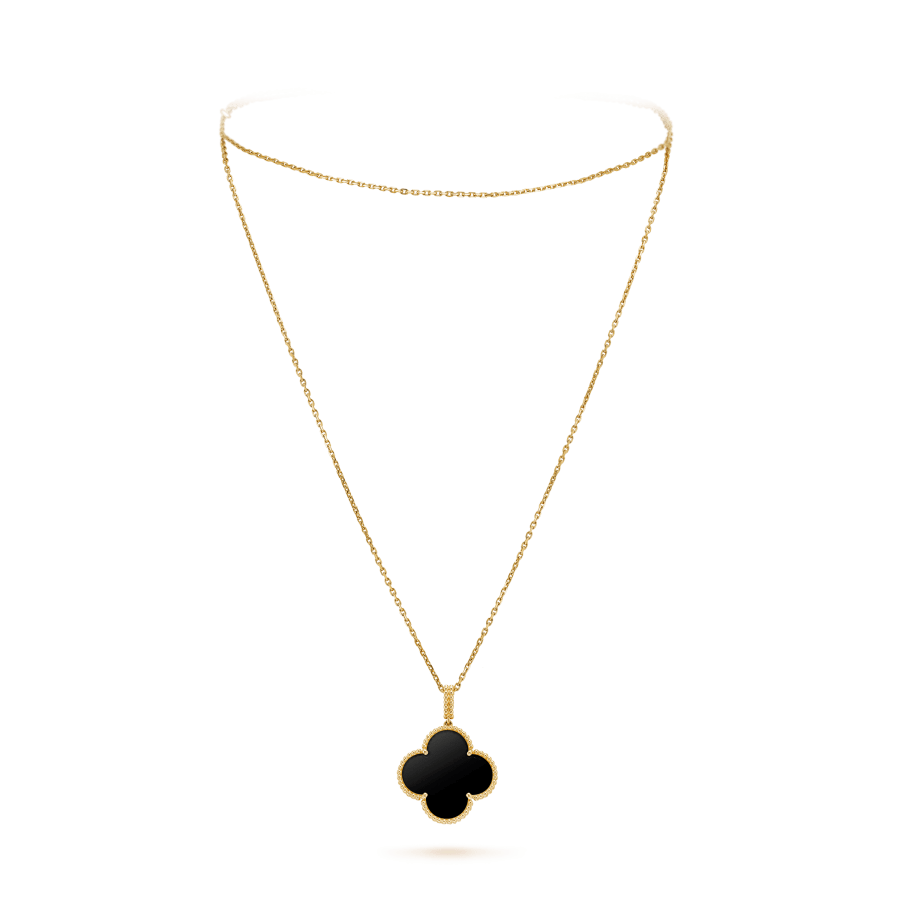 [basloveJW]CLOVER 25MM GOLD ONYX GROßE KLEEKETTE