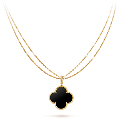 [basloveJW]CLOVER 25MM GOLD ONYX GROßE KLEEKETTE