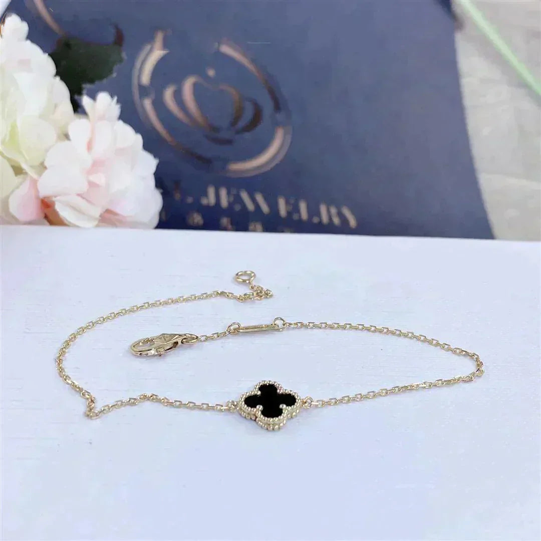 [basloveJW]KLEE-ONYX-ARMBAND MIT EINZELNER BLUME