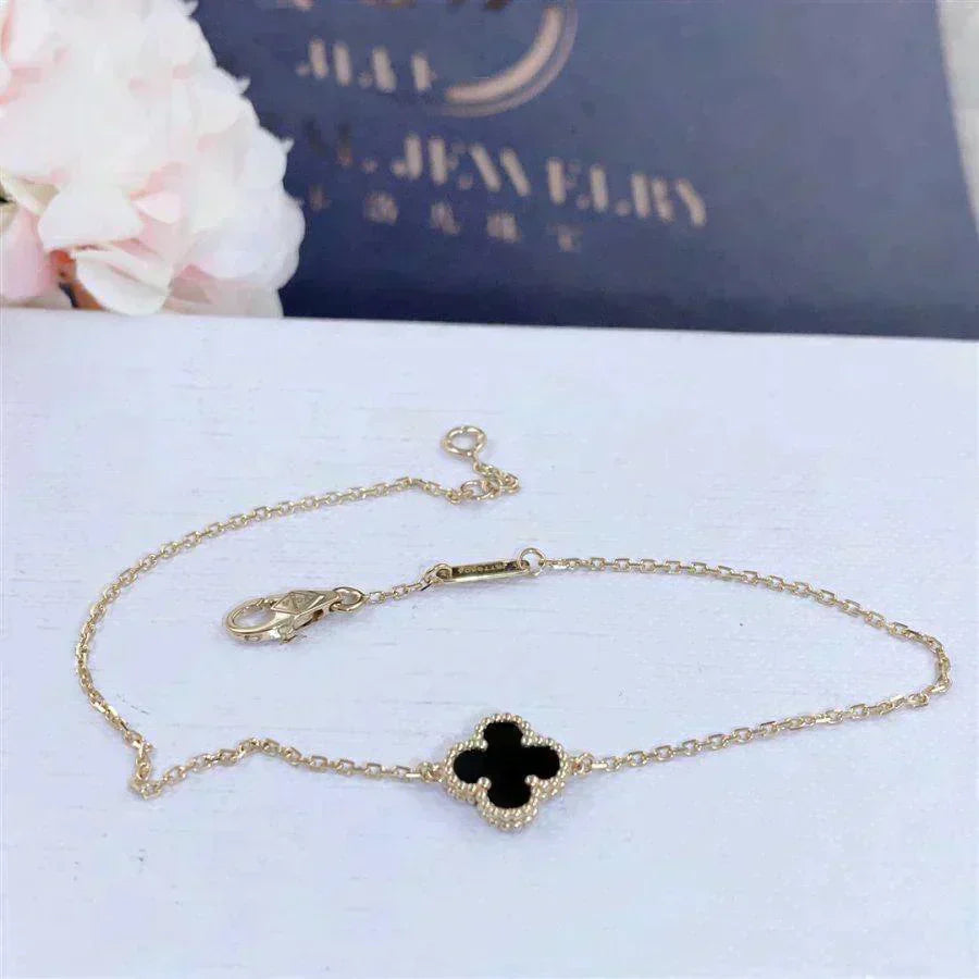 [basloveJW]KLEE-ONYX-ARMBAND MIT EINZELNER BLUME