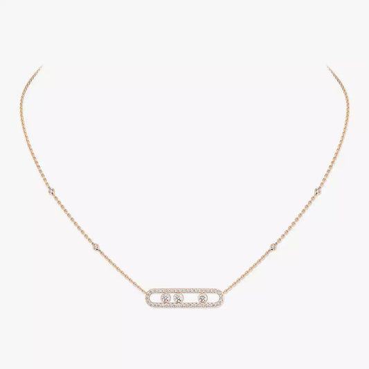 [AURORA] Move Pave_ Rose Gold Diamond Necklace